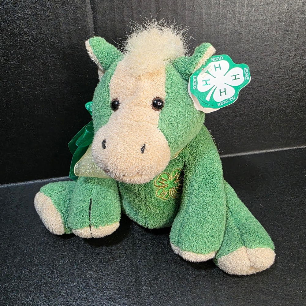GloryBe 4-H Horse Plush Toy Unisex 8in Green‎ Clover Embroidered Bean Bag 2003